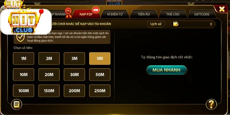 Nạp tiền qua phương thức ví điện tử